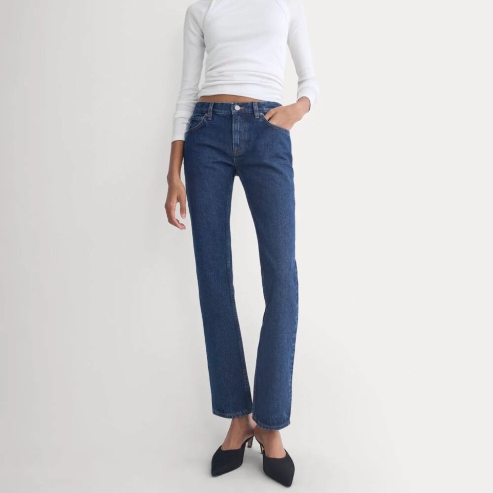 NEW Everlane x Elena Bonvicini Highland Low-Rise Cigarette Jean Deep Bay Indigo